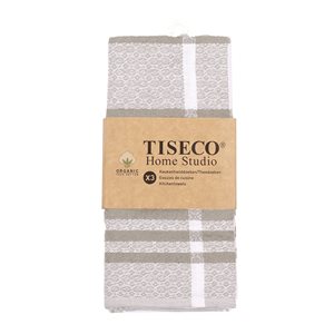 Set 3 prosoape de bucatarie, bumbac organic, 50x70 cm, Beige - Tiseco