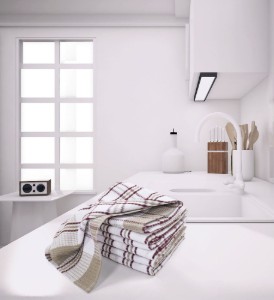 Set 4 prosoape de bucatarie, bumbac, 50x70 cm "Honey Waffle", Red - Tiseco