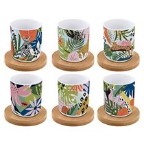 Set 6 cesti cu farfurioare, portelan, 70ml, "Tropical Vibes" - Nuova R2S