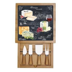 Set servire branzeturi, 6 piese, 25,5 x 25,5 cm, "World of Cheese" - Nuova R2S