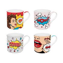 Set 4 cani portelan, 300ml, "Pop Art" - Nuova R2S