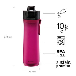 Stainless steel bottle, 600ml, Cityloop Thermavac, Burgundy Magnolia  Print - Aladdin