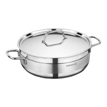 Tigaie saute, 3-Ply, inox, cu capac, 28cm/5,5L, "Alfa" - Korkmaz