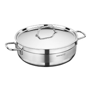 Tigaie saute, 3-Ply, inox, cu capac, 28cm/5,5L, "Alfa" - Korkmaz