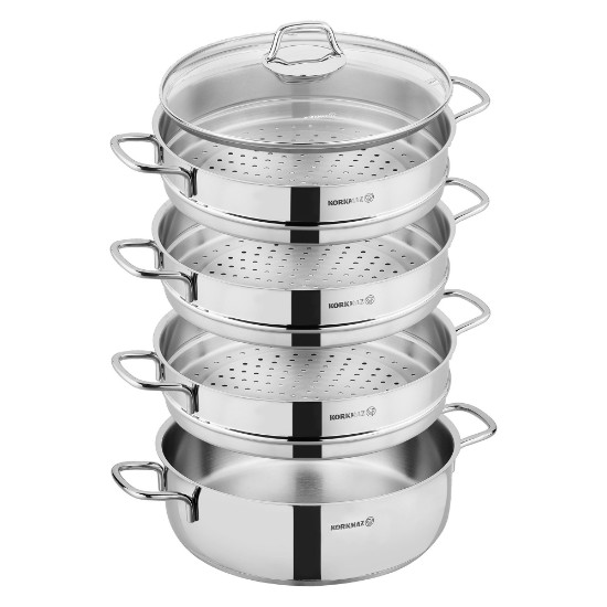 Set pentru gatit la aburi, 5 piese, inox, 28cm, "Perla" - Korkmaz