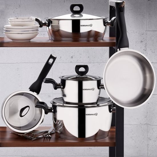 Cratita inox, cu capac, 20cm/3,5L, "Nora" - Korkmaz