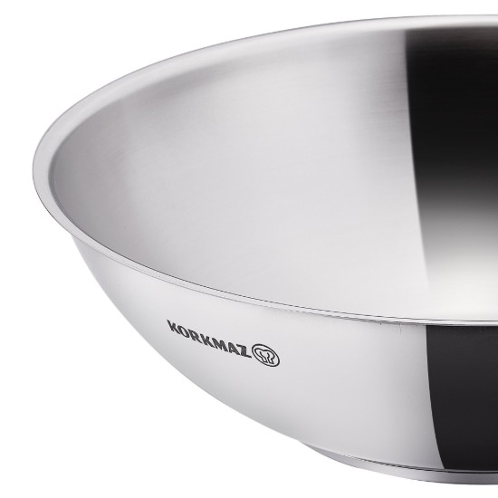 Tigaie wok, 3-Ply, inox, 28cm/3,5L, "Nora" - Korkmaz