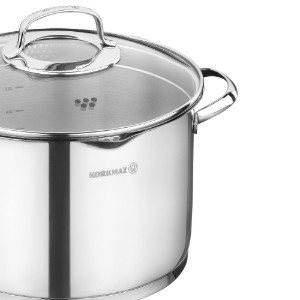 Cratita adanca, inox, cu capac, 24cm/7L, "Steama" - Korkmaz