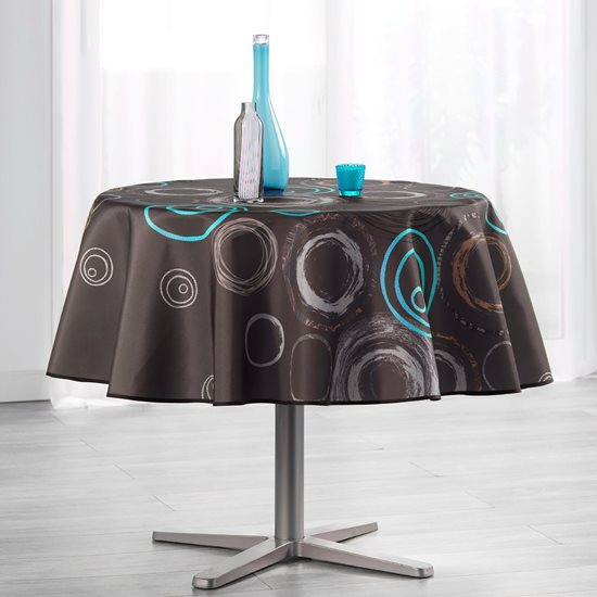 Fata de masa rotunda, 160 cm,  "Cercles & Splash Bleu" - Prodeco