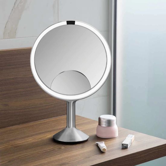 Oglinda cosmetica, cu senzor, 28,7cm, "Trio Max", Brushed - simplehuman