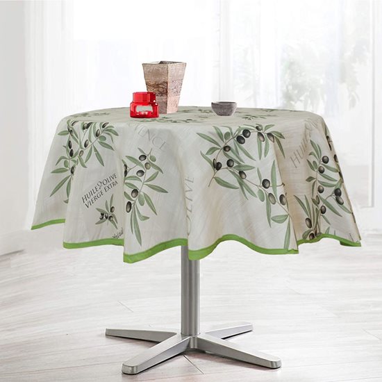 Fata de masa rotunda, 160 cm, "Olive ecru white" - Prodeco