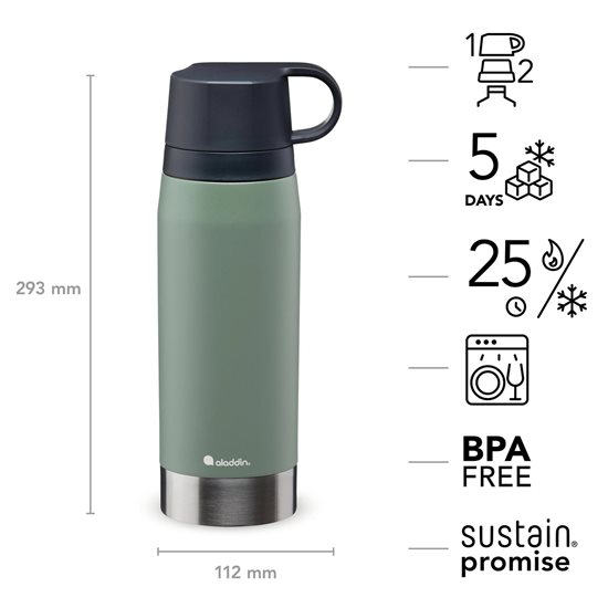 Termos inox, 1,1 L, "CityPark Thermavac", Sage Green - Aladdin