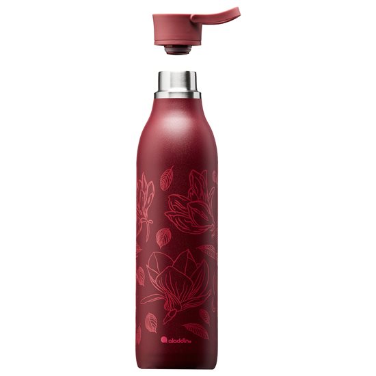 Sticla inox, 600ml, "Cityloop Thermavac", Burgundy Magnolia Print - Aladdin