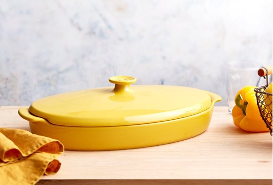 Vas gatit la aburi, ceramica, 42x25cm/1,9L "PAPILLOTE", Provence Yellow - Emile Henry