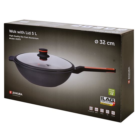 Tigaie wok aluminiu, 32 cm/5 l Noble - Zokura