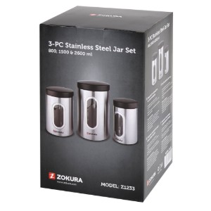 Set 3 recipiente depozitare, inox - Zokura