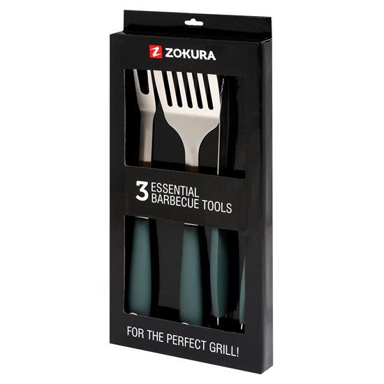 Set 3 ustensile pentru gratar, inox - Zokura