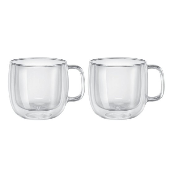 Set 2 cani cappuccino, cu perete dublu, sticla, 450ml, "Sorrento Plus" - Zwilling