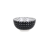 Bol japonez, din portelan, 11cm, "Hana", Black/White - La Mediterranea