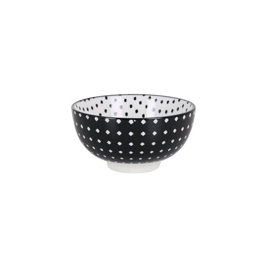 Bol japonez, din portelan, 11cm, "Hana", Black/White - La Mediterranea