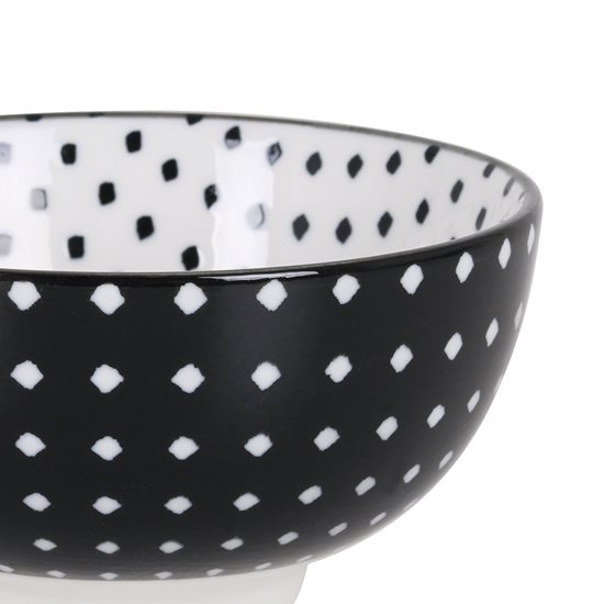 Bol japonez, din portelan, 11cm, "Hana", Black/White - La Mediterranea