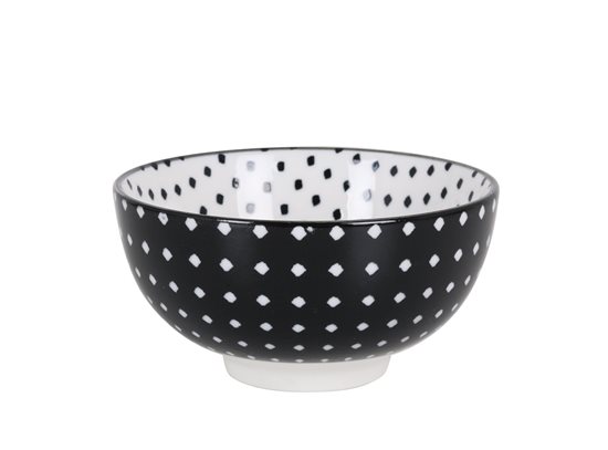 Bol japonez, din portelan, 11cm, "Hana", Black/White - La Mediterranea