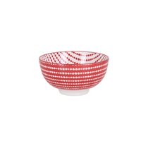 Bol japonez, din portelan, 11cm, "Hana", Red/White - La Mediterranea