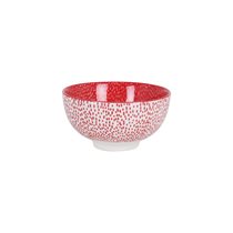 Bol japonez, din portelan, 11cm, "Hana", White/Red - La Mediterranea