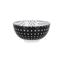 Bol japonez, din portelan, 15,5cm, "Hana", Black/White - La Mediterranea