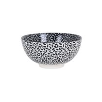 Bol japonez, din portelan, 15,5cm, "Hana", White/Black - La Mediterranea