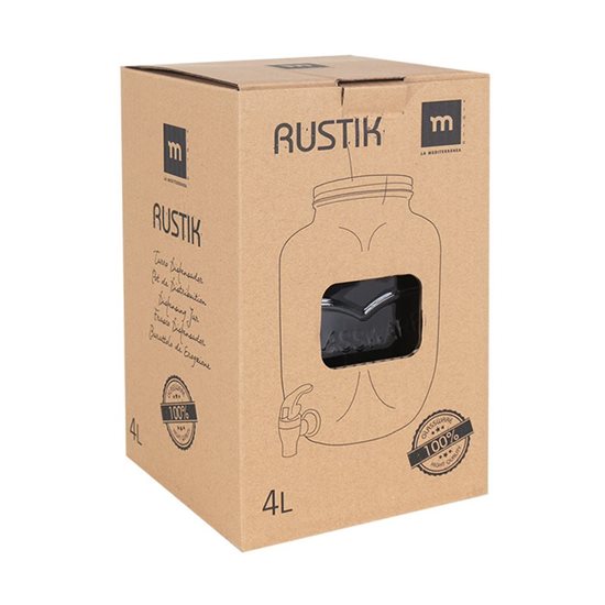 Dispenser bauturi, cu robinet, sticla, 4L - La Mediterranea