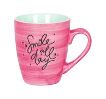 Cana ceramica, 200ml, "Smile all day", Pink - Viejo Valle