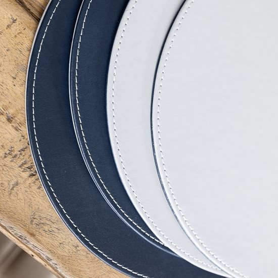 Set 4 suporturi farfurii (naproane), 29 cm, piele sintetica, gri/albastru - Kitchen Craft
