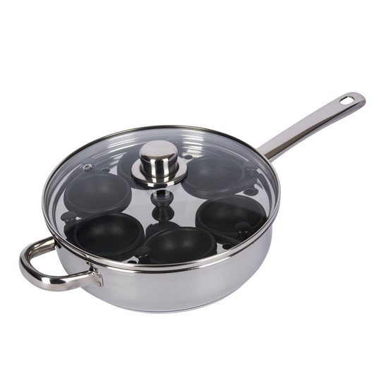 Tigaie oua posate, inox, cu capac, 26 cm - Kitchen Craft