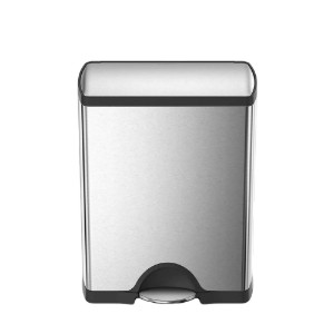 Cos de gunoi dublu compartimentat, cu pedala, inox, 46 L, Brushed - simplehuman