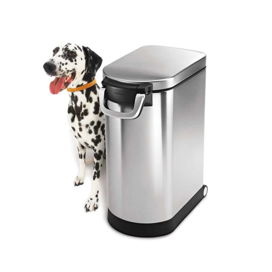 Cos pentru hrana animale, inox, 30 L, Brushed - simplehuman