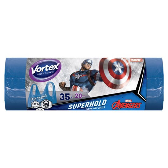 Saci gunoi cu maner, 35Lx20 buc., Captain America Vortex