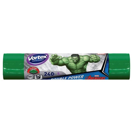 Saci gunoi Ultra Strong, 2 straturi, 240Lx5 buc., Hulk Vortex