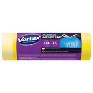 Saci gunoi, cu sistem de legare, 35Lx15 buc., Galben Vortex