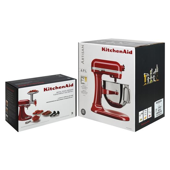 Mixer cu bol 6,9L, Artisan, cu accesoriu tocat carne, Empire Red - KitchenAid