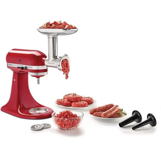 Mixer cu bol 6,9L, Artisan, cu accesoriu tocat carne, Empire Red - KitchenAid