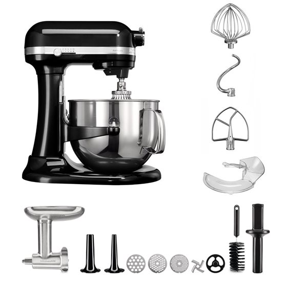 Mixer cu bol 6,9L, Artisan, cu accesoriu tocat carne, Onyx Black - KitchenAid