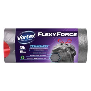 Saci gunoi cu sistem de legare, 35Lx15 buc., FLEXI Vortex