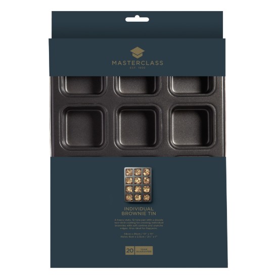 Tava de copt brownies, 12 forme, otel, 34x26cm - MasterClass
