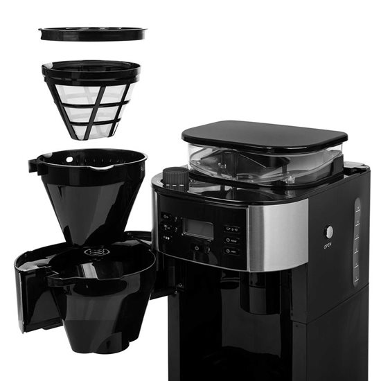 Cafetiera electrica cu rasnita, 1,5L, 1050W, "Roma", Negru - Princess