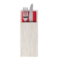 Set 6 suporturi pentru tacamuri, plastic, 24 x 9 cm, "Uni" , Bej/Alb - Saleen