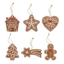 Set 6 decoratiuni brad, portelan, "GINGERBREAD" - Nuova R2S