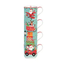 Set 4 cani portelan, 275 ml, "SANTA'S FRIENDS" - Nuova R2S