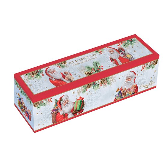 Set 4 cesti cafea, portelan, 100ml, "SANTA IS COMING" - Nuova R2S