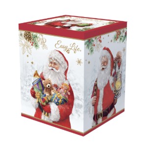 Cana portelan, 350ml, cu capac si infuzor, "SANTA IS COMING" - Nuova R2S